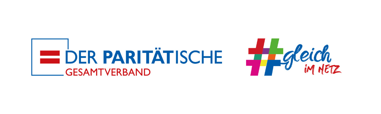 Logo des Paritätischen und Logo vom projekt #GleichImNetz