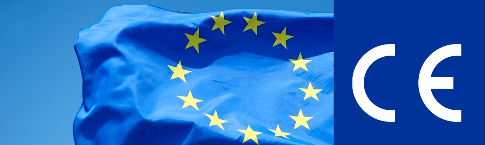 Bild einer Europa-Fahne in Verbindung mit dem CE-Zeichen.