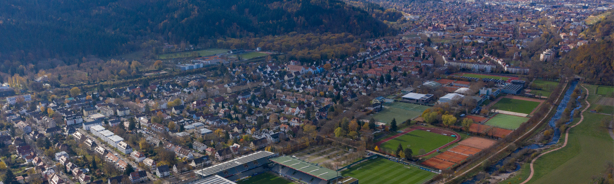 Vogelperspektive auf den Stadtteil Freiburg-Waldsee