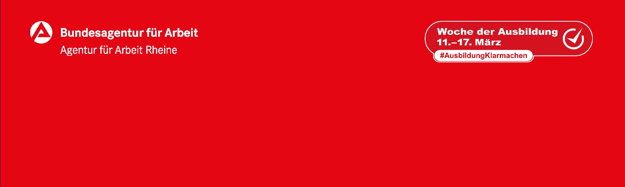 Logo der Agentur für Arbeit Rheine auf rotem Hintergrund