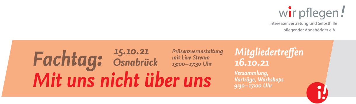 Fachtag und Mitgliederversammlung wir pflegen e. V. am 15. und 16. Oktober in Osnabrück - mit Live-Stream
