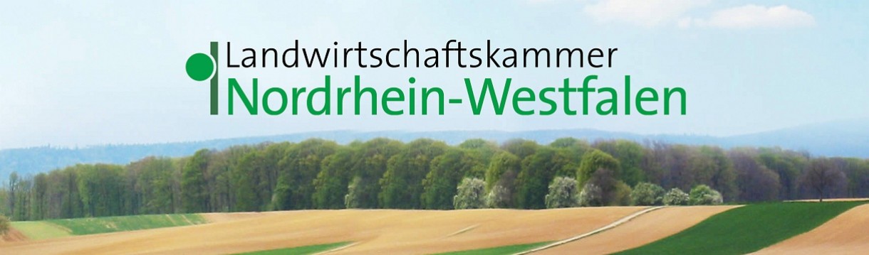 Landschaft im südlichen Rheinland mit dem Logo der Landwirtschaftskammer Nordrhein-Westfalen
